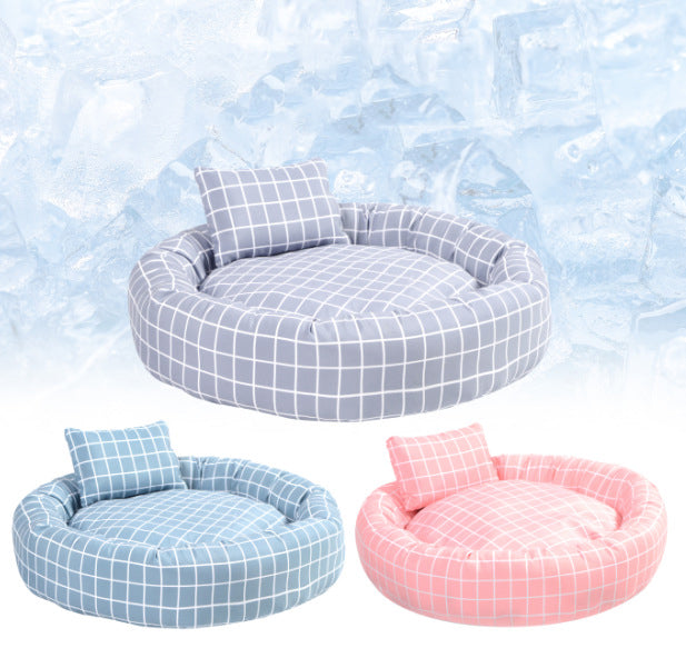 Cozy Grid Pet Bed – Soft Plush Kennel for Dogs & Cats