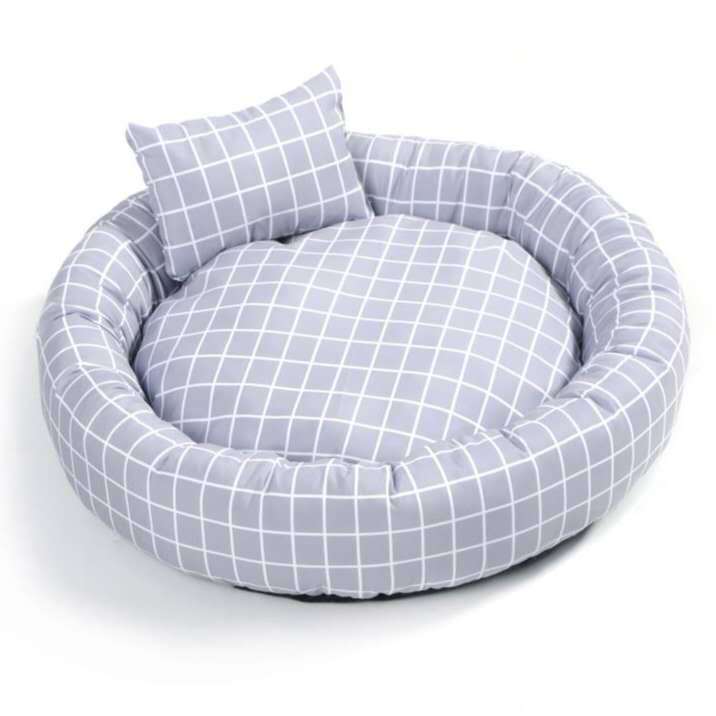 Cozy Grid Pet Bed – Soft Plush Kennel for Dogs & Cats