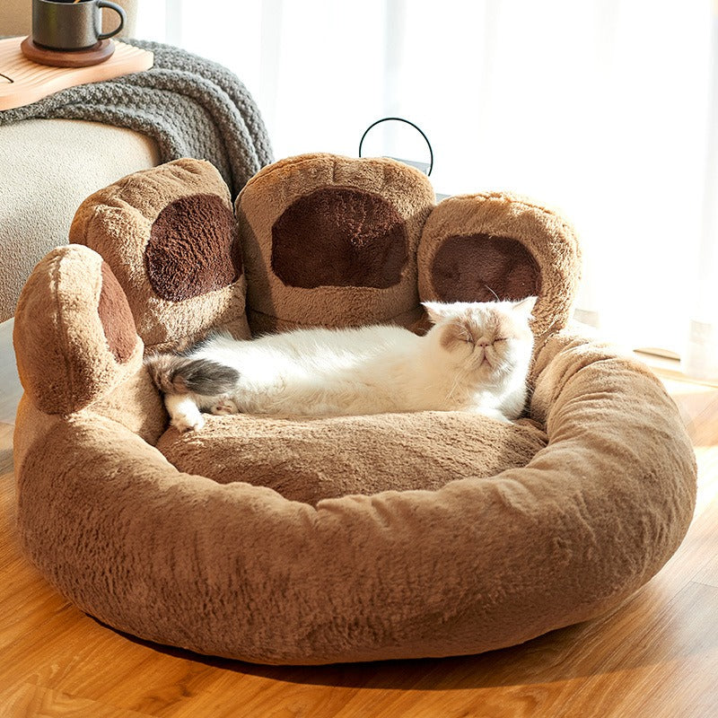 The Squeaky Coco Teddy Paw Dog Bed – Soft Plush Calming Nest