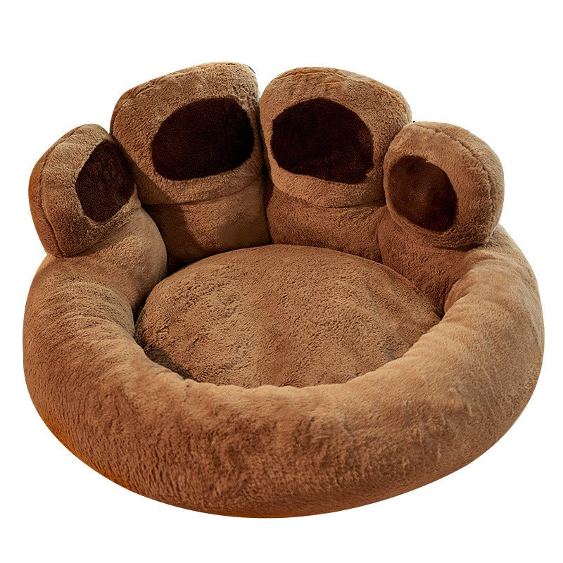 The Squeaky Coco Teddy Paw Dog Bed – Soft Plush Calming Nest