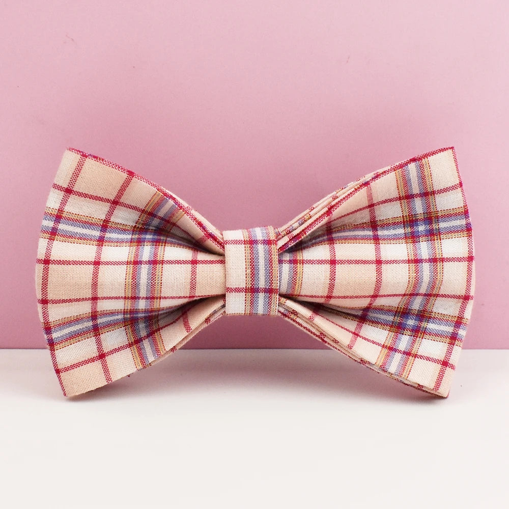 Pink Plaid Personalized Dog Collar & Leash Set