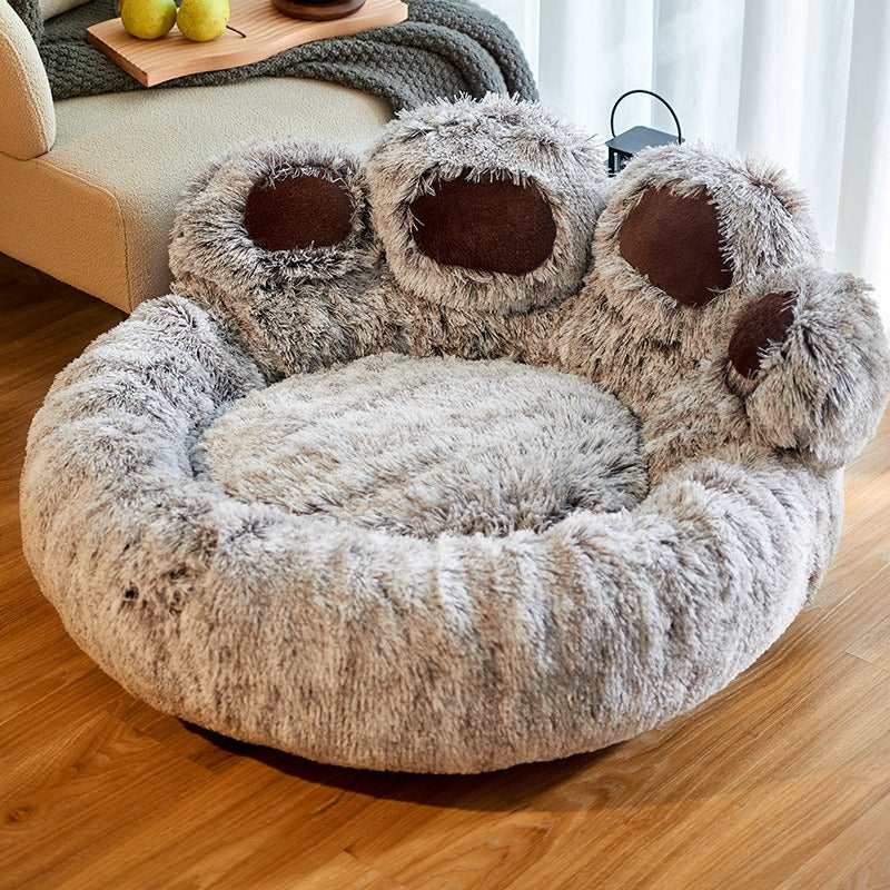 The Squeaky Coco Teddy Paw Dog Bed – Soft Plush Calming Nest