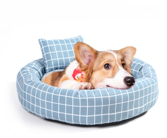 Cozy Grid Pet Bed – Soft Plush Kennel for Dogs & Cats