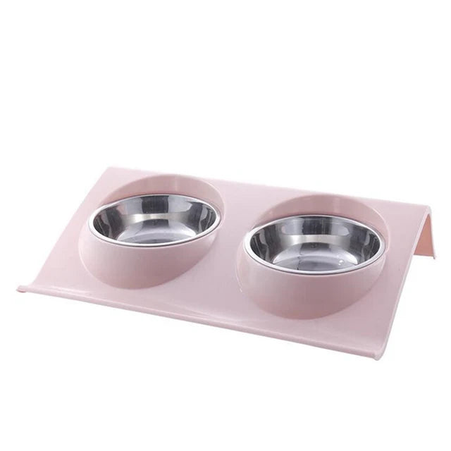 Non-Spill Stainless Steel Double Pet Bowl