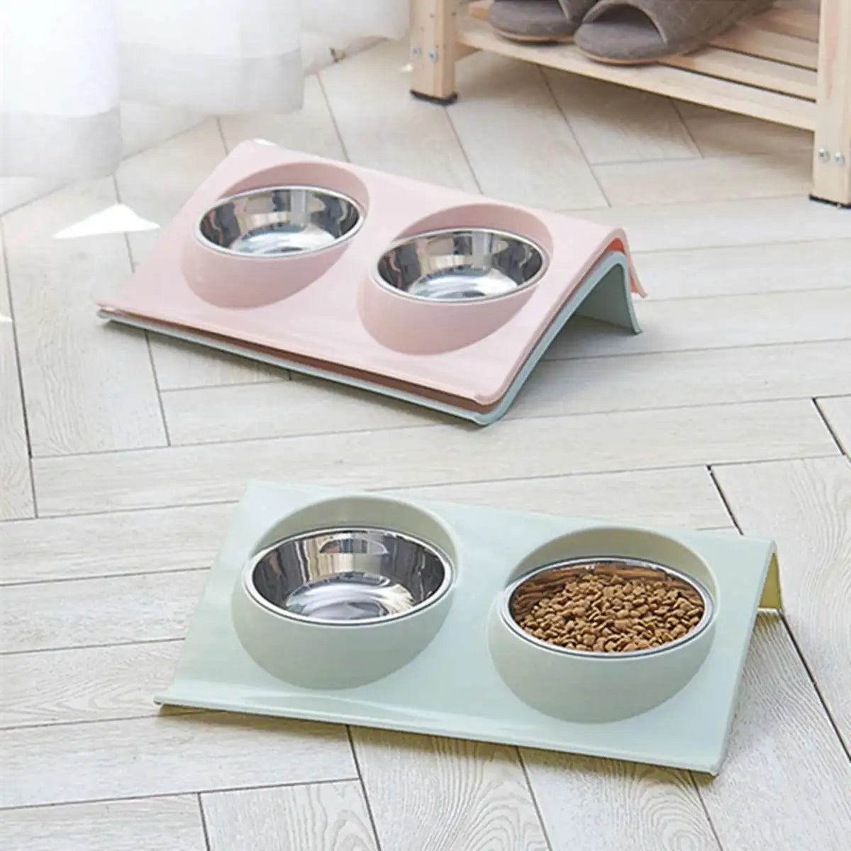 Non-Spill Stainless Steel Double Pet Bowl