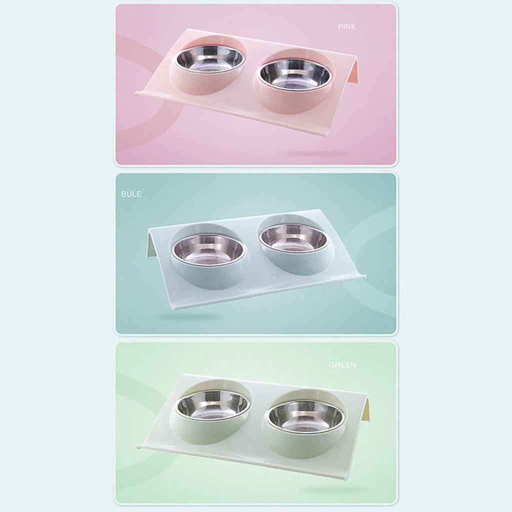 Non-Spill Stainless Steel Double Pet Bowl