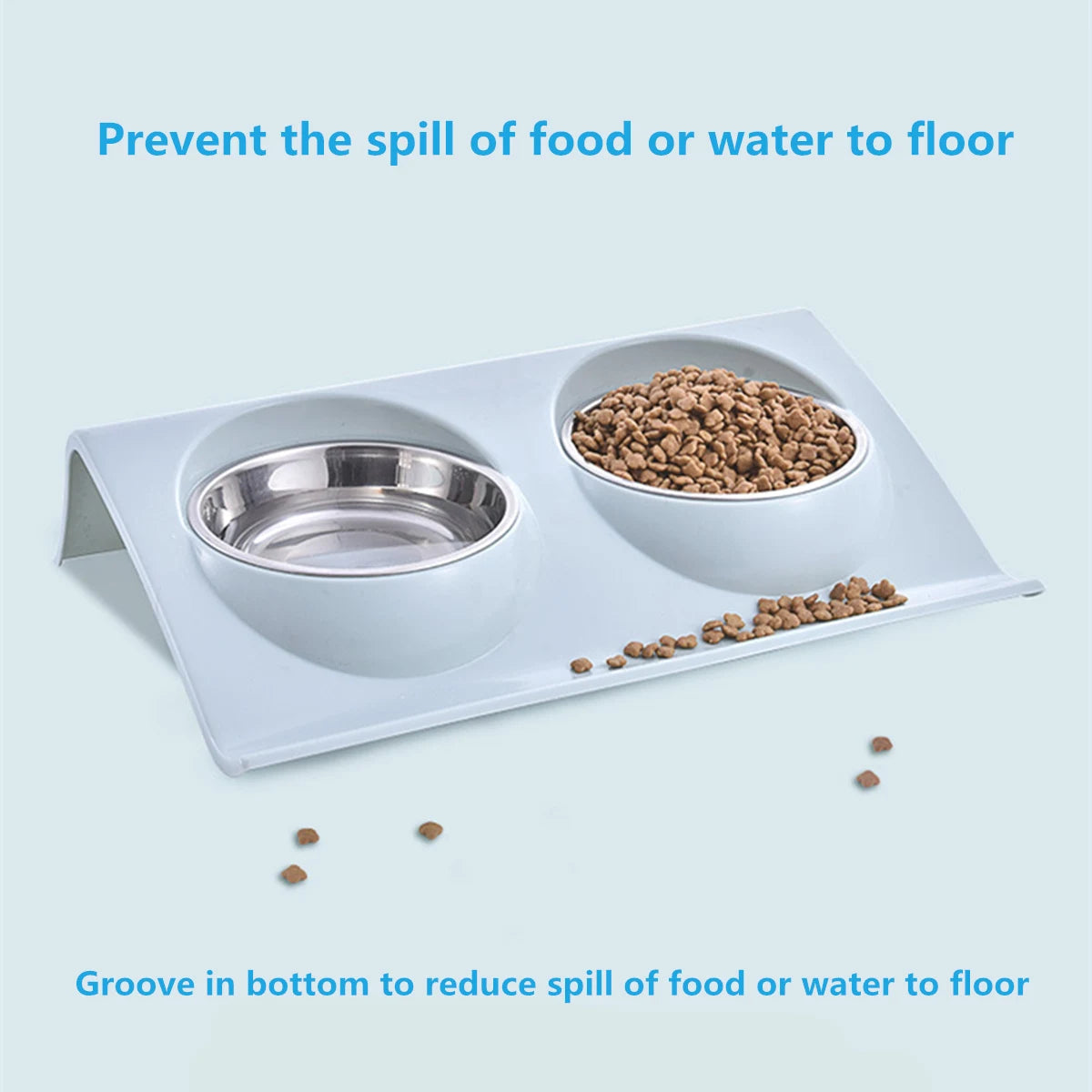 Non-Spill Stainless Steel Double Pet Bowl